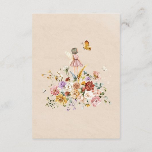 フローラフェアリーガーデンパーティーの赤ちゃんシャワー用ブック エンクロージャーカード (裏面)