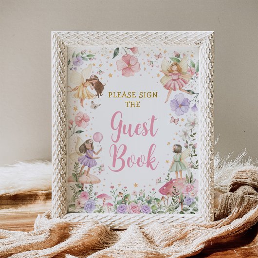 フローラフェアリーガーデン誕生日ゲストブックサイン ポスター