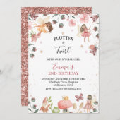 フローラフェアリーズガールズバースデーパーティー招待状 招待状 (正面/裏面)