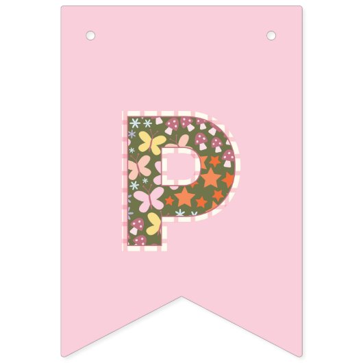 フローラフェアリーバタフライハッピーバースデーバナー バンティングフラッグ (第4の旗)