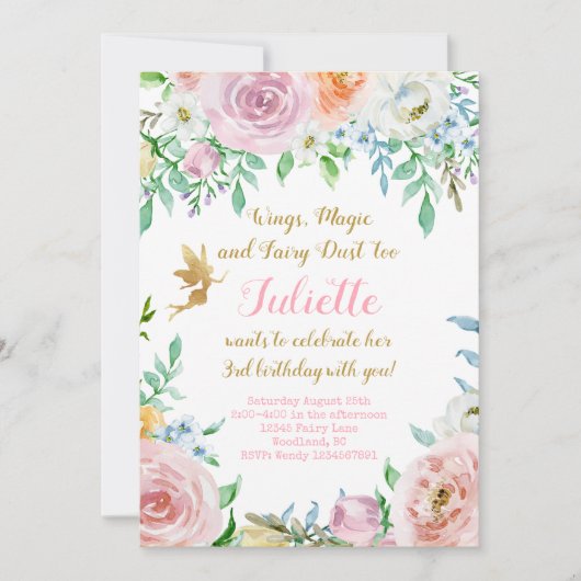 フローラフェアリーパーティの招待状フェアリー招待状 招待状 (正面)