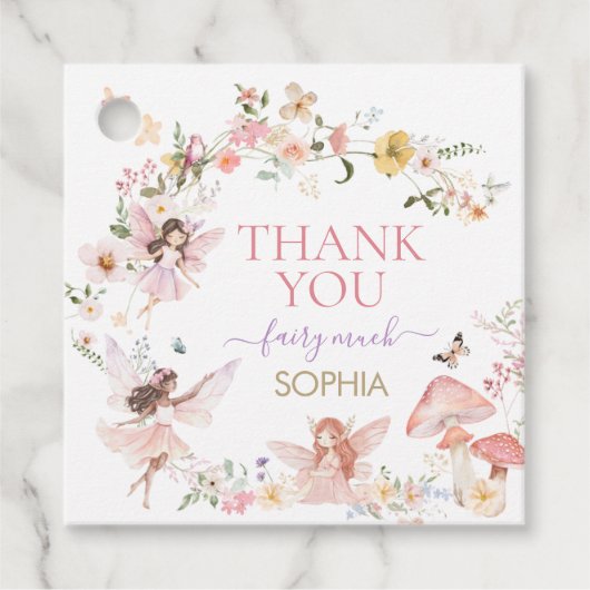 フローラフェアリーファースト誕生日パーティースクエア フェイバータグ (正面)