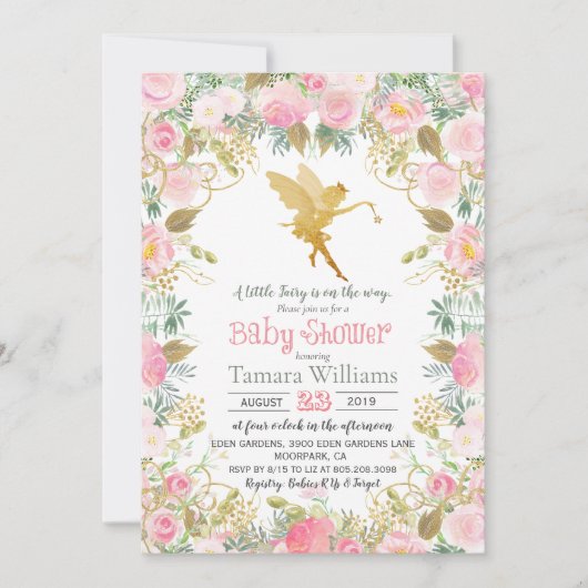 フローラフェアリーベビーシャワー招待状 招待状 (正面)