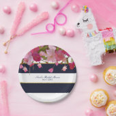 フローラフェイクと金ゴールドグリッターモダンブライダルシャワー ペーパープレート (パーティー)