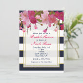 フローラフェイクと金ゴールドグリッターモダンブライダルシャワー 招待状 (スタンド正面)