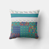 フローラフェイクパッチワークティール（緑がかった色）レースフェイクピロー クッション (裏面)