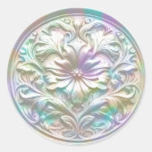 フローラフェイクワックスシール深い印象虹色 ラウンドシール (正面)