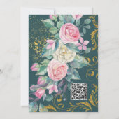 フローラフェイク金ゴールドグリッター渦巻き 招待状 (裏面)