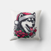 フローラフェスティバルハスキー犬とサンタハットクリスマス子犬 クッション (裏面)