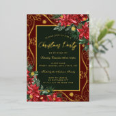 フローラフェスティバルフレームスノーフレーククリスマスパーティー 箔招待状 (立ち正面)