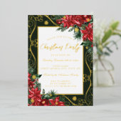 フローラフェスティバルフレーム金ゴールドクリスマスパーティー 箔招待状 (立ち正面)