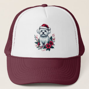 フローラフェスティバルマルチーズドッグとサンタハットクリスマスドッグ キャップ