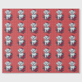 フローラフェスティバルマルチーズドッグとサンタハットクリスマスドッグ ラッピングペーパー (フラット)