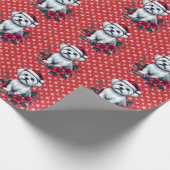 フローラフェスティバルマルチーズドッグとサンタハットクリスマスドッグ ラッピングペーパー (角)