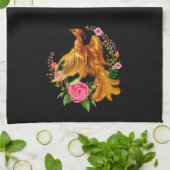 フローラフェニックスが燃えるような灰のファンタジーから上がる キッチンタオル (折り畳み)