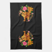 フローラフェニックスが燃えるような灰のファンタジーから上がる キッチンタオル (縦)