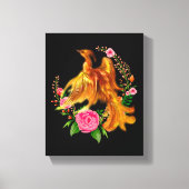 フローラフェニックスが燃えるような灰のファンタジーから上がる キャンバスプリント (正面)