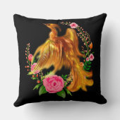 フローラフェニックスが燃えるような灰のファンタジーから上がる クッション (裏面)