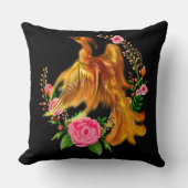 フローラフェニックスが燃えるような灰のファンタジーから上がる クッション (正面)