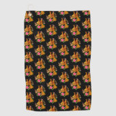 フローラフェニックスが燃えるような灰のファンタジーから上がる ゴルフタオル (正面)