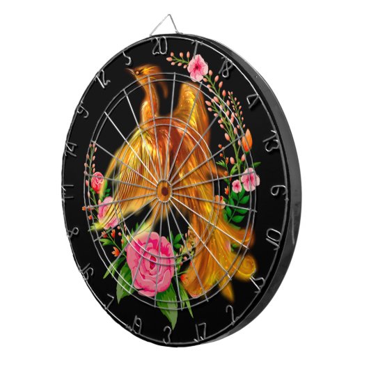 フローラフェニックスが燃えるような灰のファンタジーから上がる ダーツボード (正面右)