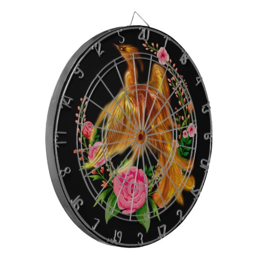 フローラフェニックスが燃えるような灰のファンタジーから上がる ダーツボード (正面左)