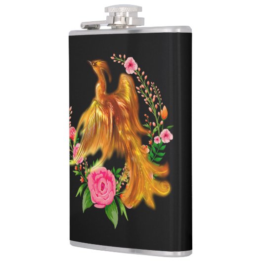 フローラフェニックスが燃えるような灰のファンタジーから上がる フラスク (左)