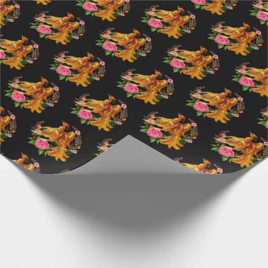 フローラフェニックスが燃えるような灰のファンタジーから上がる ラッピングペーパー (角)