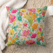 フローラフェニックスアート | ピンク鮮やかとオレンジ クッション (ブランケット)