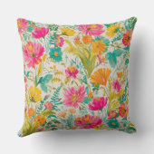 フローラフェニックスアート | ピンク鮮やかとオレンジ クッション (裏面)