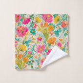 フローラフェニックス| ピンク&オレンジフローラ バスタオルセット (ウォッシュタオル)