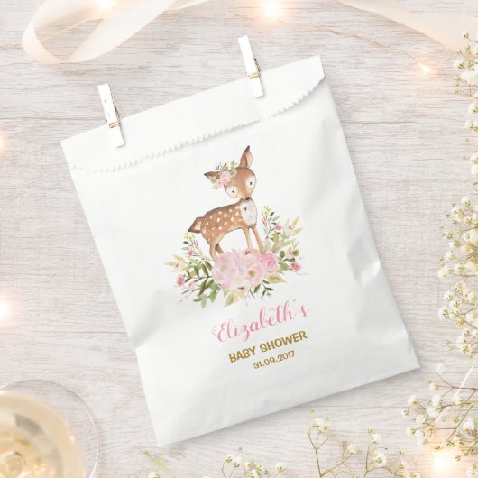 フローラフェミニンディアベビーシャワーウッドランド誕生日 フェイバーバッグ (クリップ留めされた状態)