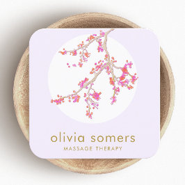 フローラフェミニンピンクさくらんぼ花 スクエア名刺