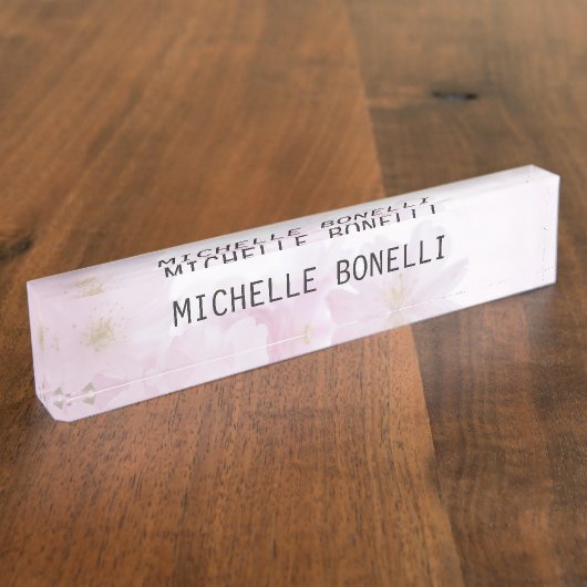 フローラフェミニンプロフェッショナル読み取り可モダン デスクネームプレート (側面)