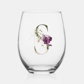 フローラフェミニンモノグラムイニシャルS ステムなしワイングラス (正面)