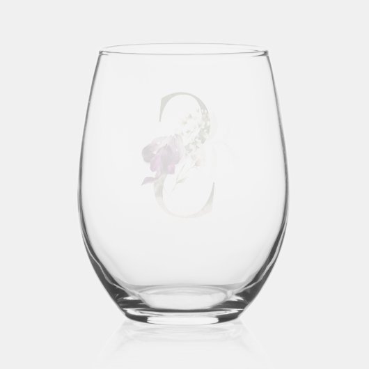フローラフェミニンモノグラムイニシャルS ステムなしワイングラス (裏面)