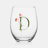フローラフェミニンモノグラム文字D ステムなしワイングラス (正面)