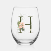 フローラフェミニンモノグラム文字H ステムなしワイングラス (正面)