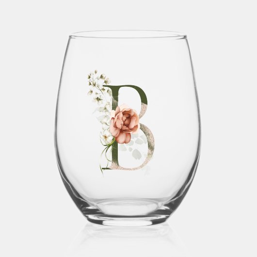 フローラフェミニンモノグラムB ステムなしワイングラス (正面)