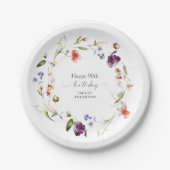 フローラフェミニンリースハッピー90th誕生日 ペーパープレート (正面)