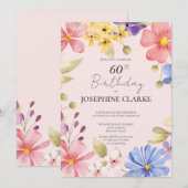 フローラフェミニンリース60th誕生日パーティインビタット 招待状 (正面/裏面)