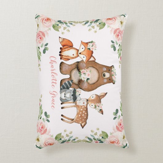 フローラフェミニン林/森林動物子供部屋 アクセントクッション (正面(垂直))