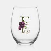 フローラフェミニンE文字モノグラム ステムなしワイングラス (正面)