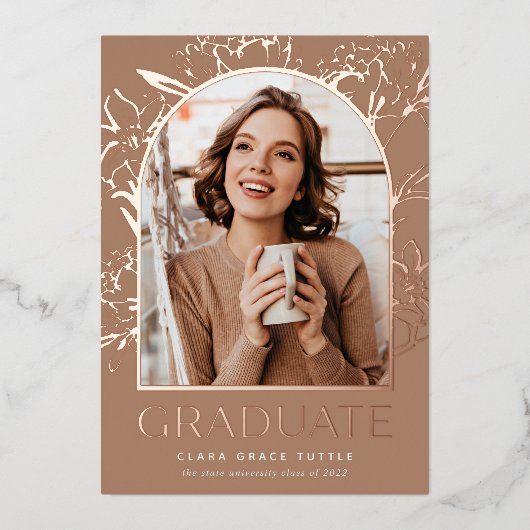 フローラフォイルアーチフォト卒業発表 箔招待状 (正面)