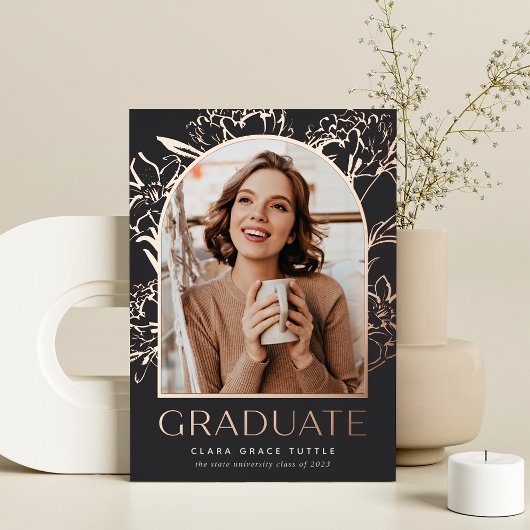 フローラフォイルアーチフォト卒業発表 箔招待状