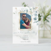 フローラフォトフレームダスティグリーンユーカリ 招待状 (スタンド正面)