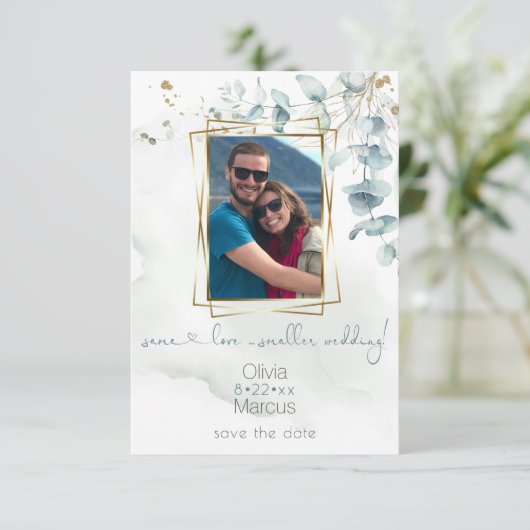 フローラフォトフレームダスティグリーンユーカリ 招待状 (スタンド正面)