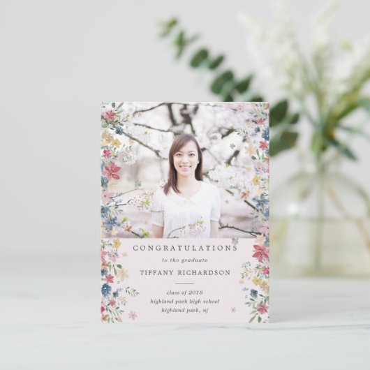 フローラフォト卒業パーティー招待状 インビテーションポストカード (スタンド正面)