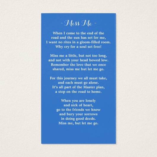 フローラフォト記念祈りの言葉カードモダン葬儀 (裏面)