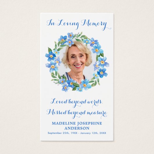 フローラフォト記念祈りの言葉カードモダン葬儀 (正面)